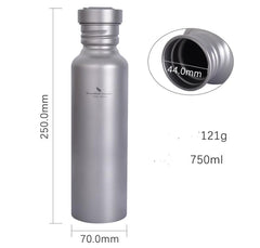 750 ml Pure titanium waterfles met opbergzak