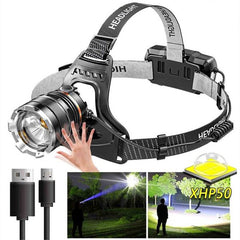 LED Inductie Hoofdlamp | Groot Bereik, Sterk Licht, Hoofdgedragen