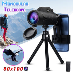 Draagbare 80x monoculaire telescoop met statief