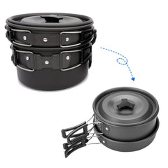 Kampeer kookgerei set met theepot en geïsoleerde bekers