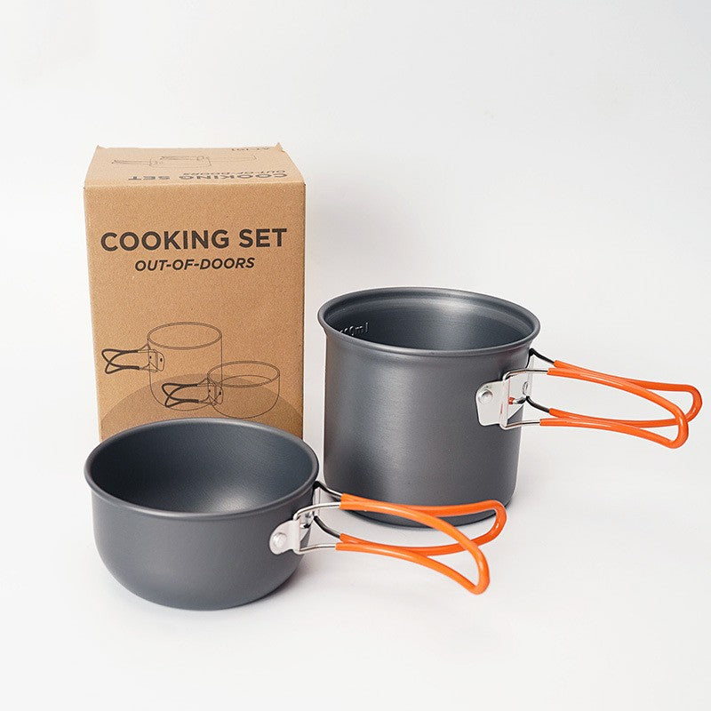 Portable Cooking Set with Small Pot and Lid