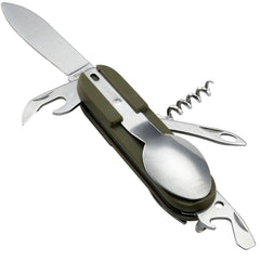 9 In1 Outdoor Tableware Fork Spoon Stainless Steel Multi-purpose Tableware Picnic Combination Tool