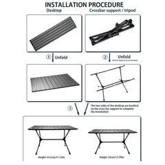 Aluminum Alloy Camping Folding Table Outdoor Lightweight Picnic BBQ Table Portable Beach Party Desk