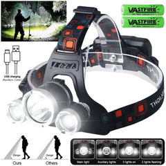 Led Headlamp Red Green White Purple Light USB Rechargeable