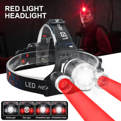 Led Headlamp Red Green White Purple Light USB Rechargeable