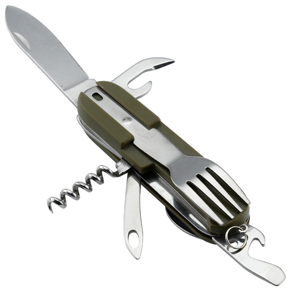 9 In1 Outdoor Tableware Fork Spoon Stainless Steel Multi-purpose Tableware Picnic Combination Tool